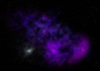 Star field in space and a nebulae. 3D rendering