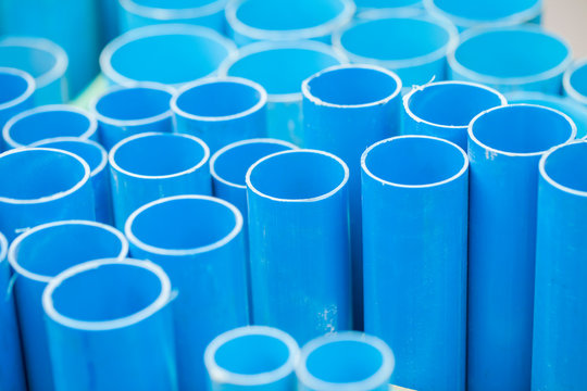 PVC pipes for drinking water in warehouse.Polyvinyl chloride; IUPAC: Polychloroethene,