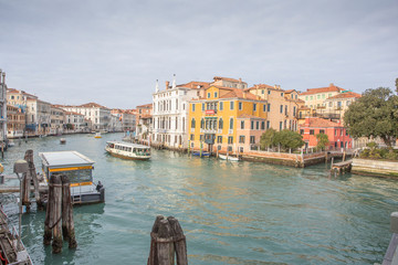 Venice Veneto Italy on January 19, 2019: View of Grand Canal from Accademia bridge..