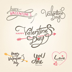 Set of handwritten Valentine's day texts