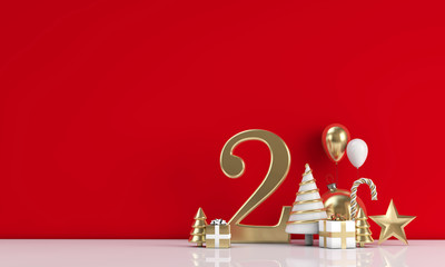 The 12 days of christmas. 2nd day festive background. 3D Render