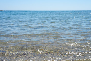Seascape. Beautiful landscape horizon with sea and clear sky. Outdoor activity in the nature