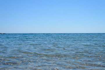Seascape. Beautiful landscape horizon with sea and clear sky. Outdoor activity in the nature