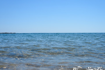 Seascape. Beautiful landscape horizon with sea and clear sky. Outdoor activity in the nature