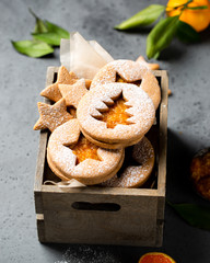 Christmas gingerbread cookies with tangerine jam