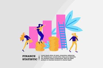 finance growth info graphic tiny people flat design vector illustration can use for landing page, web, mobile app, banner, poster, flyer