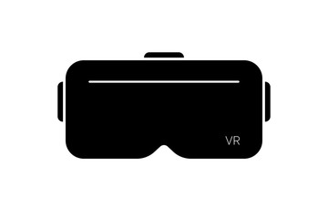 VR glasses black vector icon. VR headset icon. Virtual reality 360 icon, isolated on white background. Virtual reality glasses box for smartphone. Virtual reality symbol in modern simple flat style fo