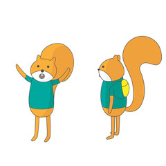 Two squirrels. Cartoon character. Vector illustration.