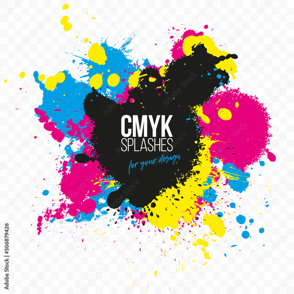 Poster abstract background from cmyk colors splashes