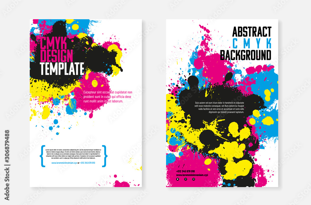 Poster two background from cmyk color splashes with copy space