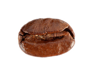 Roasted coffee beans isolated on white background. macro shots