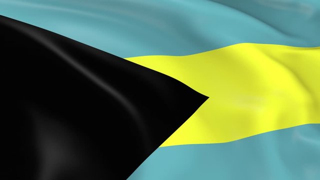 Photo realistic slow motion 4KHD flag of the Bahamas waving in the wind.  Seamless loop animation with highly detailed fabric texture in 4K resolution.