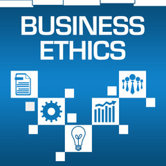 Business Ethics Blue Squares White Business Symbols 