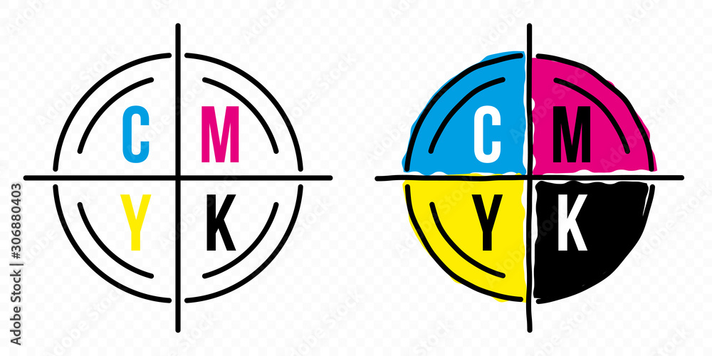 Poster two cmyk icons in print markers style