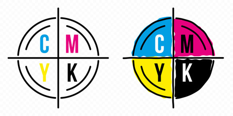 Two CMYK icons in print markers style - obrazy, fototapety, plakaty
