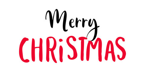 Merry Christmas vector text hand drawn lettering. 