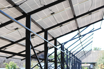 View of the solar panels from behind. Solar energy