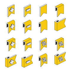 Ribbon math symbols set. Vector 3d isometric, color web icon, new flat style. Creative illustration design, idea for infographics.