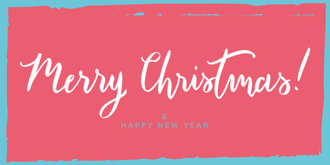 Merry Christmas vector text hand drawn lettering. 