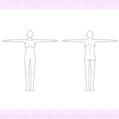 女性　メディカル　美容　裸　ヌード　全身　正面・背面