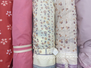 Beautiful Colorful Handheld Compact Small Female Cute Folded Umbrella Design for Rainy Season Protection in White Isolated Background