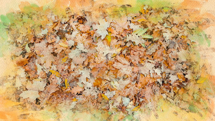 Watercolor pattern of autumn leaves colorful illustration