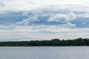 water and sky with clouds. skyline. background