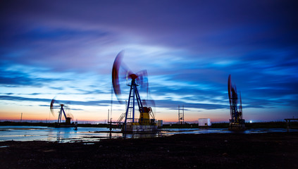 Oil pump at night