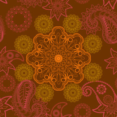      Monochrome seamless pattern with oriental ornaments