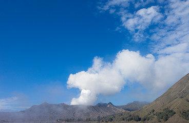 Frame smoke of volcano background at Mt.Bromo (Gunung Bromo) Kingkong hill East Java, Indonesia