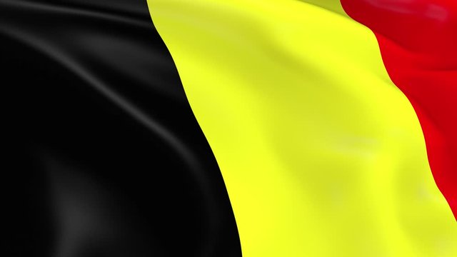 Photo realistic slow motion 4KHD flag of the Belgium waving in the wind.  Seamless loop animation with highly detailed fabric texture in 4K resolution.