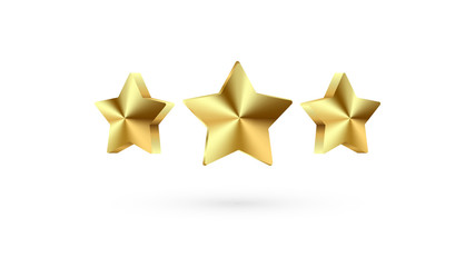 Vector Set of Three Ranking Stars. Trophy 3d star icon. Design elements for holidays, Game ui, award ceremony, leadership symbols