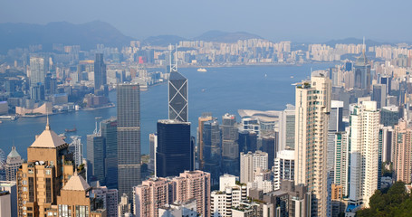 Hong Kong city at sunset time