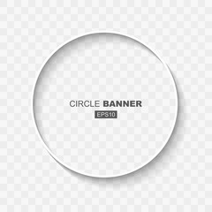 White Abstract Circle Banner Template with Flat Design Shadow