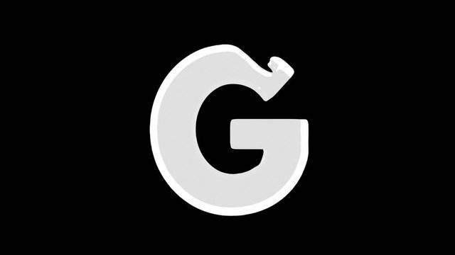 4K Animated turquoise water splashes filling G letter isolated on a white background with alpha matte