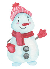 Cute watercolor hand drawn christmas set for making cards, wrapping paper and scrapbooking. Christmas greeting card.