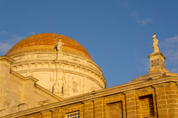 Cadiz Cathedral Dome Lighted by the Bright Sun with Spectacular Blue Sky Andalusia