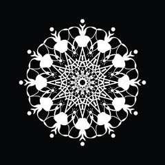 Mandala pattern white good mood. Floral round decorative symbol.