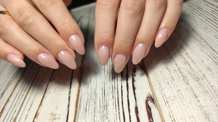 stylish design of manicure on beautiful nails