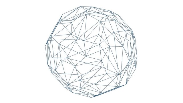 Abstract orb with mesh. White background with animated sphere.