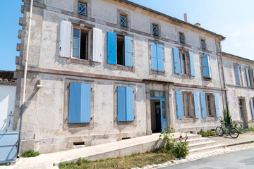 île d'Aix typical house blue shutter in France island