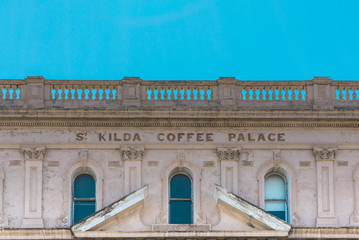 St Kilda Coffee Palace, Melbourne. Front facade detail.