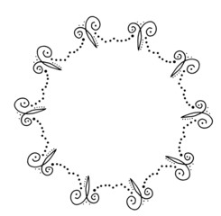 vector illustration of floral curls frame. Rustic style. Hand drawn intricately line. Black stroke. Isolated on white background. Elegant and noble. Best for wedding design. Invitation. 