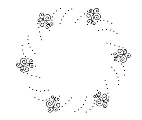 vector illustration of floral curls frame. Rustic style. Hand drawn intricately line. Black stroke. Isolated on white background. Elegant and noble. Best for wedding design. Invitation. 