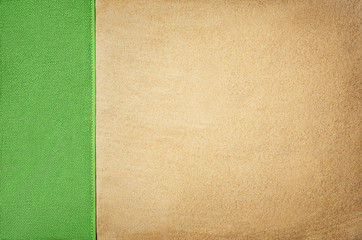 Top view sandy beach and towel. Background with copy space