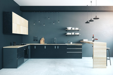 Modern studio kitchen interior.