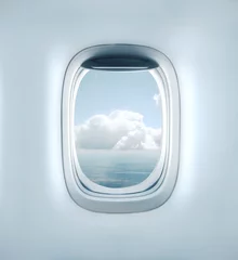 Poster Aairplane window with clouds view © peshkova