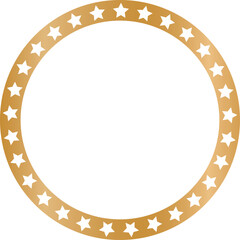 gold round stars frame on transparent background