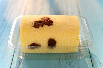 side view raisin cake in a sunny morning