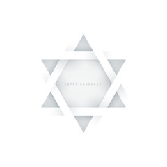 Star of David in minimal trendy geometric paper cut style. Happy hanukkah concept colorful design. Modern holiday background for greeting card, banner, cover. Vector illustration.